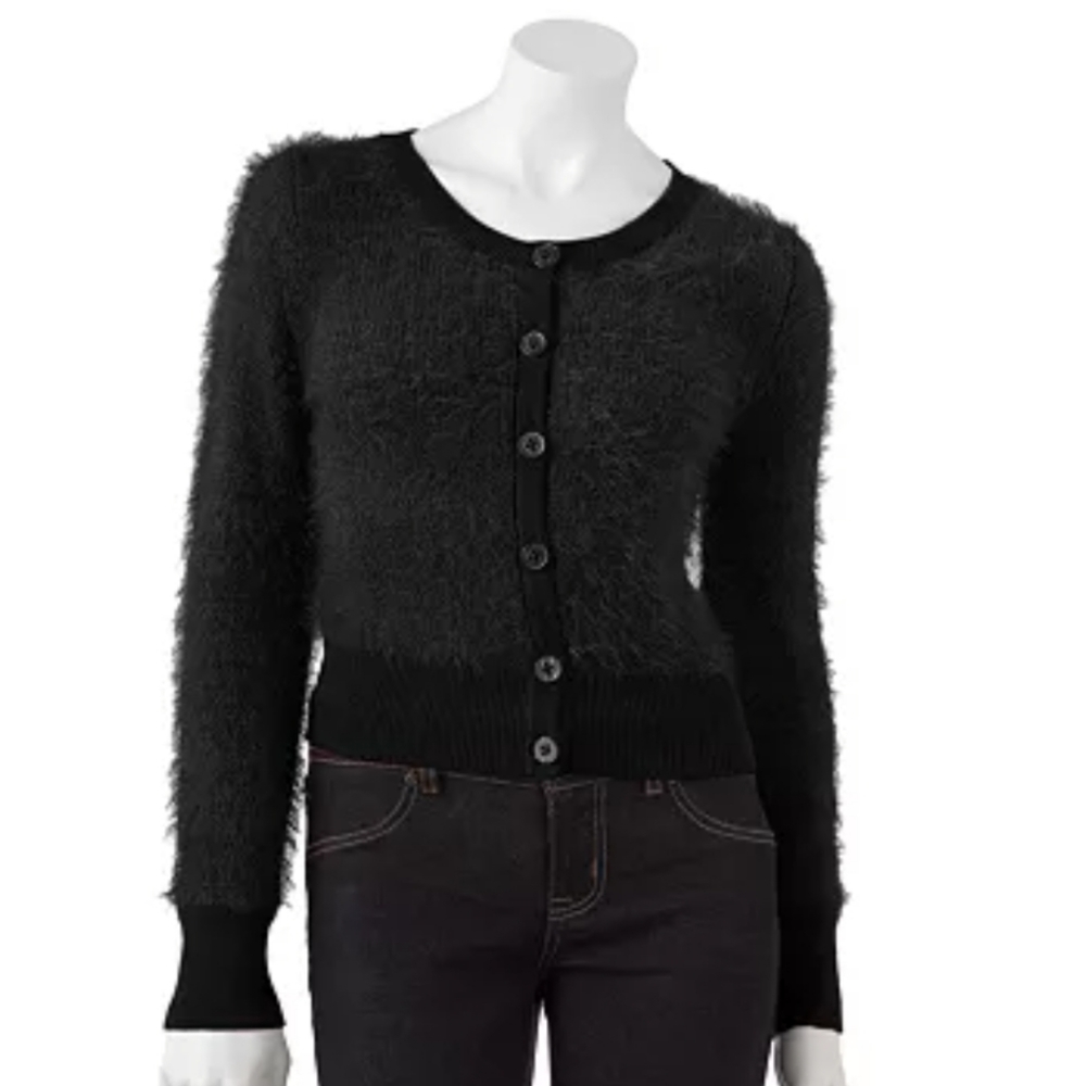 Rewind Fuzzy Button Front Cardigan - image 1